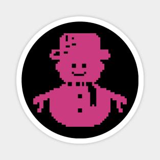 Pink Snowman pixel art Magnet